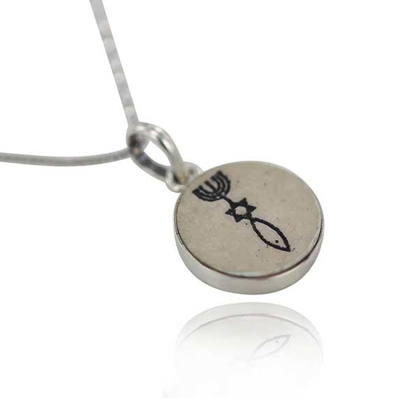 Messianic Seal of Jerusalem on Jerusalem stone silver necklace pendant
