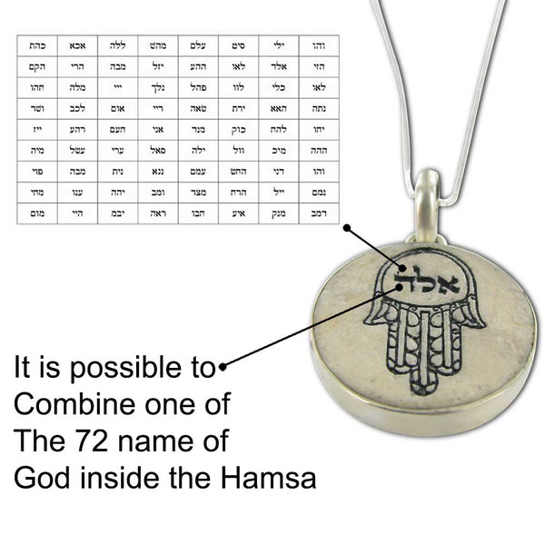 72 name of GOD Customize Hamsa Pendant on Jerusalem stone silver necklace pendant