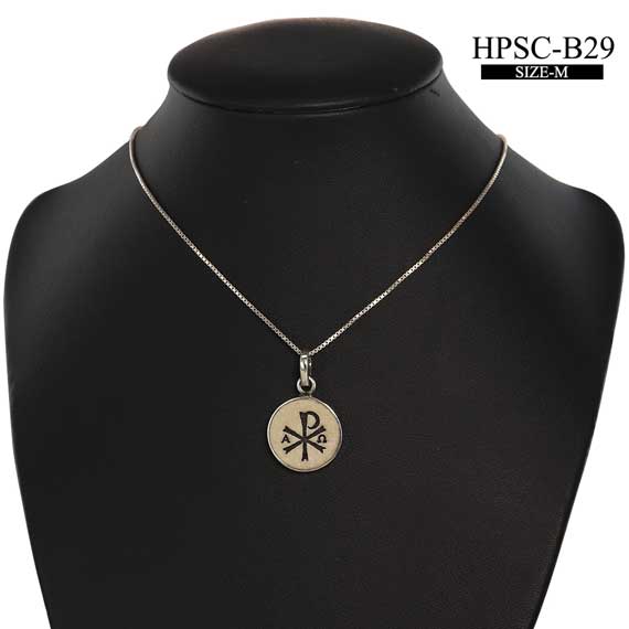 Chi rho on Jerusalem stone silver necklace pendant