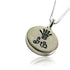 Hamsa Pendant & Luck (In Hebrew : מזל) on Jerusalem stone silver necklace pendant