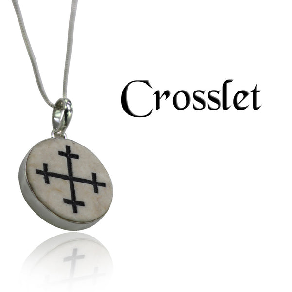 Cross Crosslet on Jerusalem stone silver necklace pendant