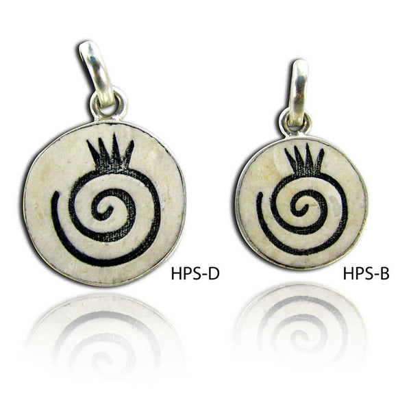 Spiral Pomegranate  on Jerusalem stone silver necklace pendant