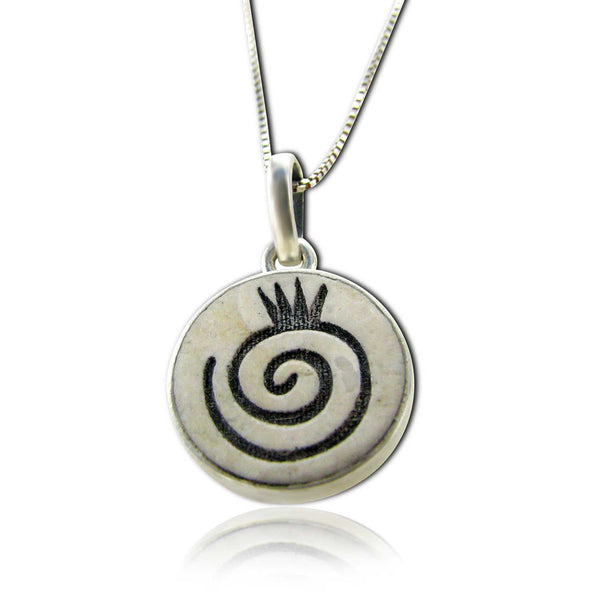 Spiral Pomegranate  on Jerusalem stone silver necklace pendant
