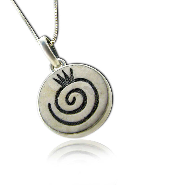 Spiral Pomegranate  on Jerusalem stone silver necklace pendant