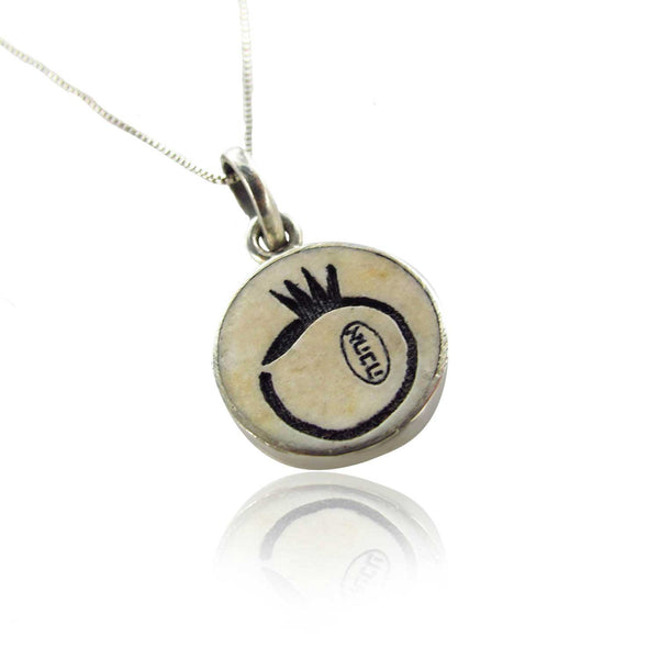 omegranate & LOVE (In Hebrew : אהבה) on Jerusalem stone silver necklace pendant