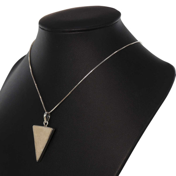 Triangular Lorraine Cross on Jerusalem stone silver  pendant