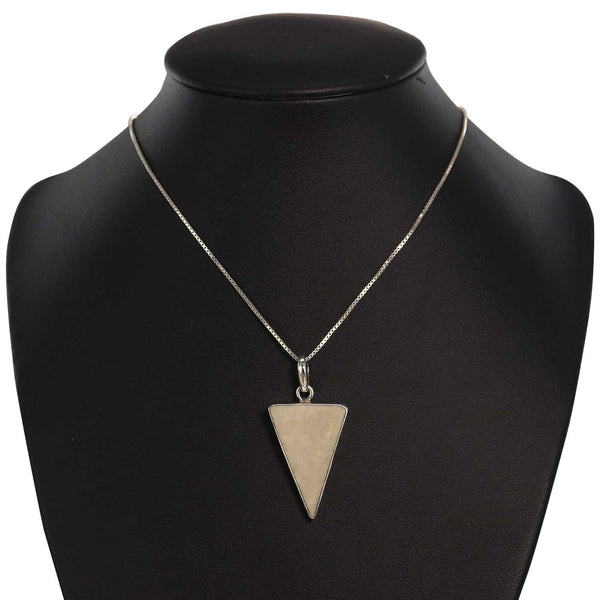 Triangular Chi rho on Jerusalem stone silver necklace pendant