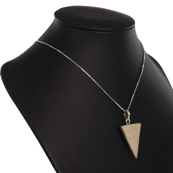 Triangular Lorraine Cross on Jerusalem stone silver  pendant