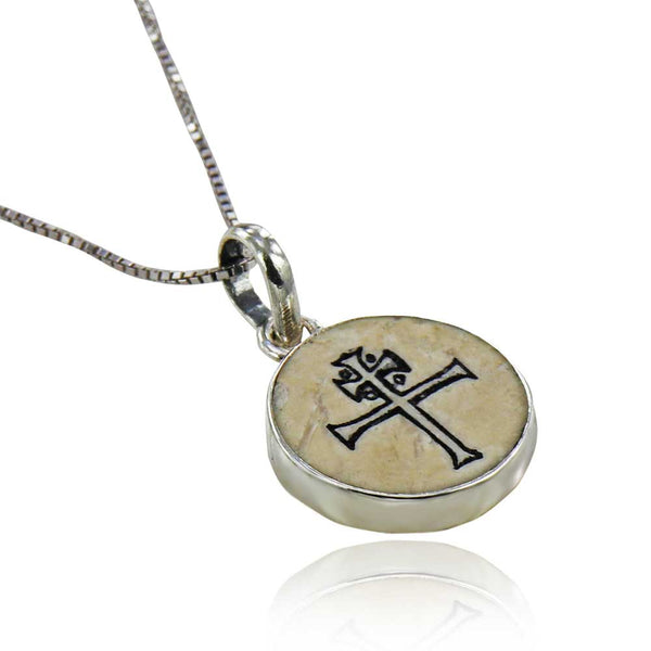 Lorraine Cross on Jerusalem stone silver necklace pendant