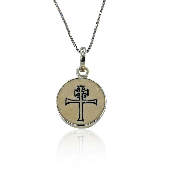 Lorraine Cross on Jerusalem stone silver necklace pendant