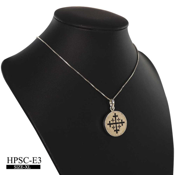 Jerusalem cross on Jerusalem stone silver necklace pendant