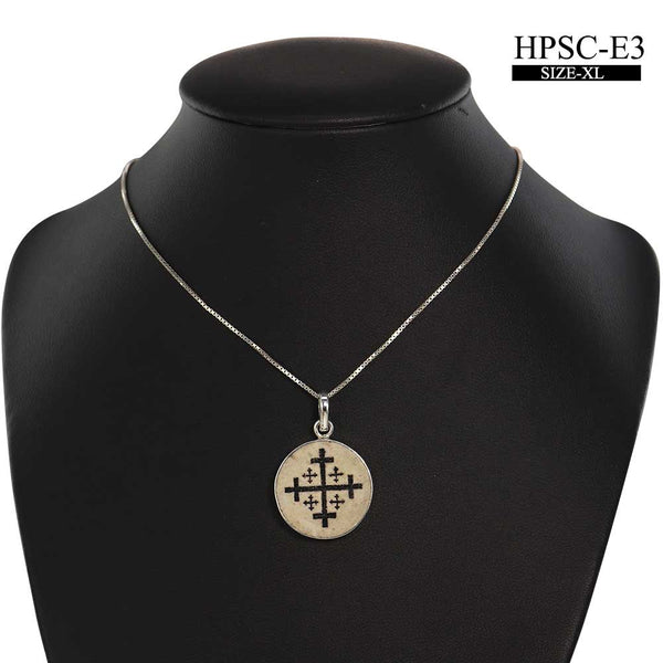 Jerusalem cross on Jerusalem stone silver necklace pendant