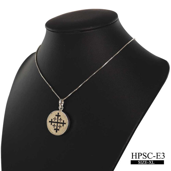 Jerusalem cross on Jerusalem stone silver necklace pendant