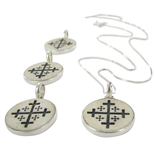 Jerusalem cross on Jerusalem stone silver necklace pendant