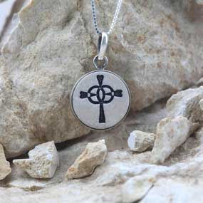 Cana - Wedding Cross on Jerusalem stone silver necklace pendant