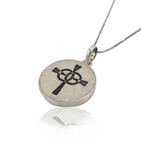 Cana - Wedding Cross on Jerusalem stone silver necklace pendant
