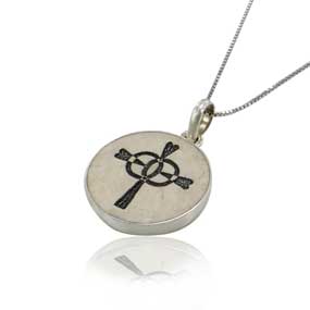 Cana - Wedding Cross on Jerusalem stone silver necklace pendant
