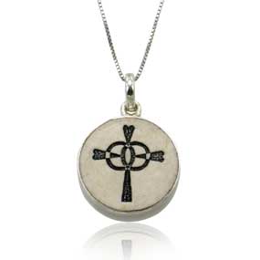 Cana - Wedding Cross on Jerusalem stone silver necklace pendant