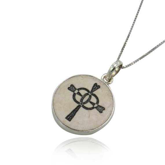 Cana - Wedding Cross on Jerusalem stone silver necklace pendant