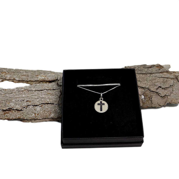 Latin Cross on Jerusalem stone silver necklace pendant