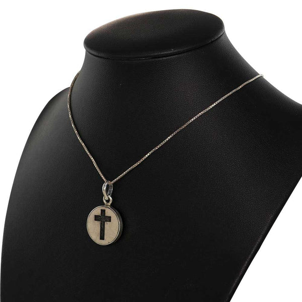 Latin Cross on Jerusalem stone silver necklace pendant