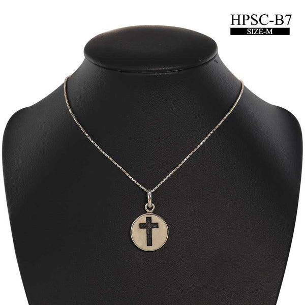 Latin Cross on Jerusalem stone silver necklace pendant