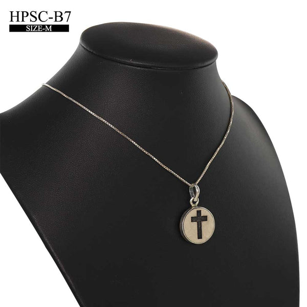 Latin Cross on Jerusalem stone silver necklace pendant