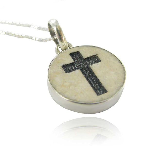 Latin Cross on Jerusalem stone silver necklace pendant