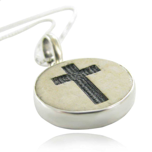 Latin Cross on Jerusalem stone silver necklace pendant