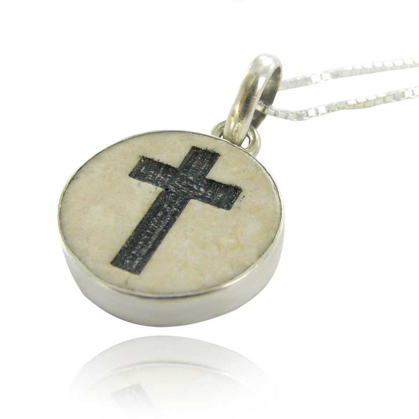 Latin Cross on Jerusalem stone silver necklace pendant