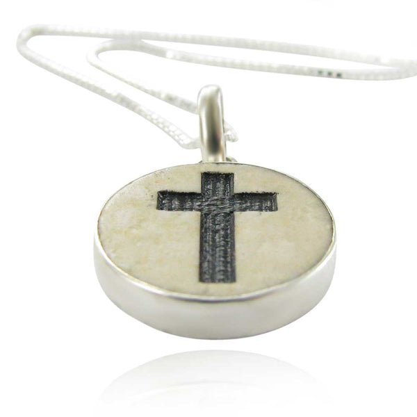 Latin Cross on Jerusalem stone silver necklace pendant