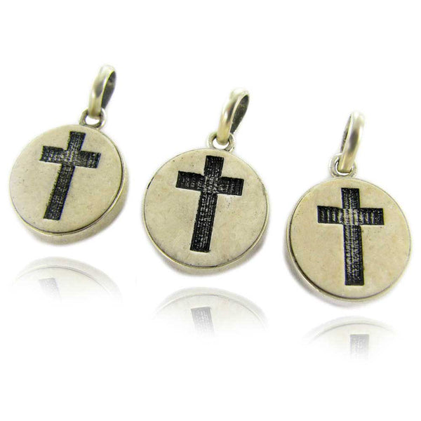 Latin Cross on Jerusalem stone silver necklace pendant