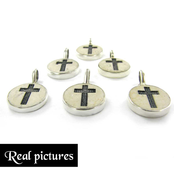 Latin Cross on Jerusalem stone silver necklace pendant