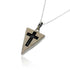 Triangular Latin Cross on Jerusalem stone silver pendant