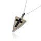 Triangular Latin Cross on Jerusalem stone silver pendant