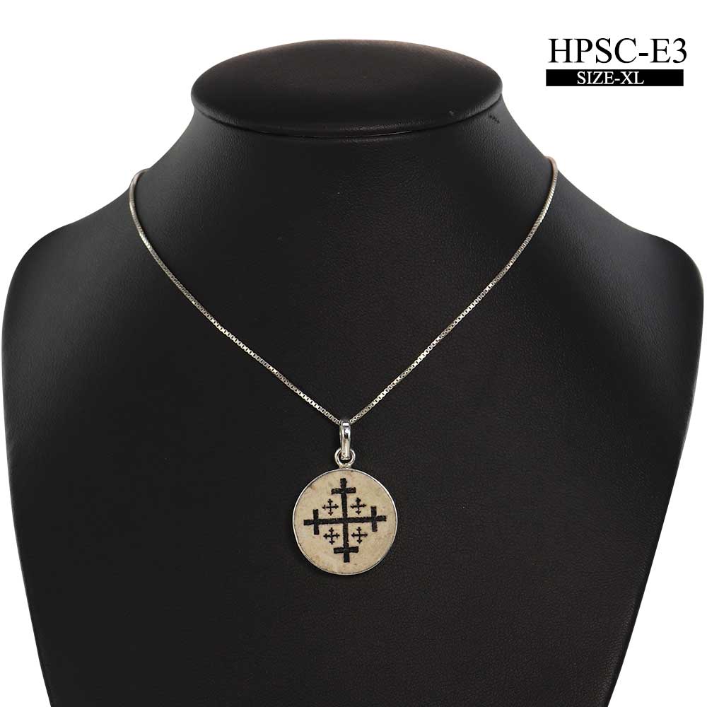 Jerusalem cross pendant open plated silver with 50cm chain colour white |  AndreaStore