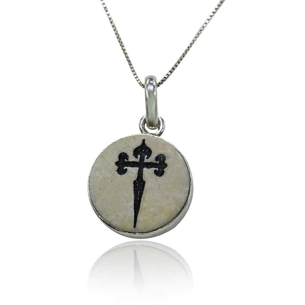 Cross of Saint James Jerusalem stone pendant