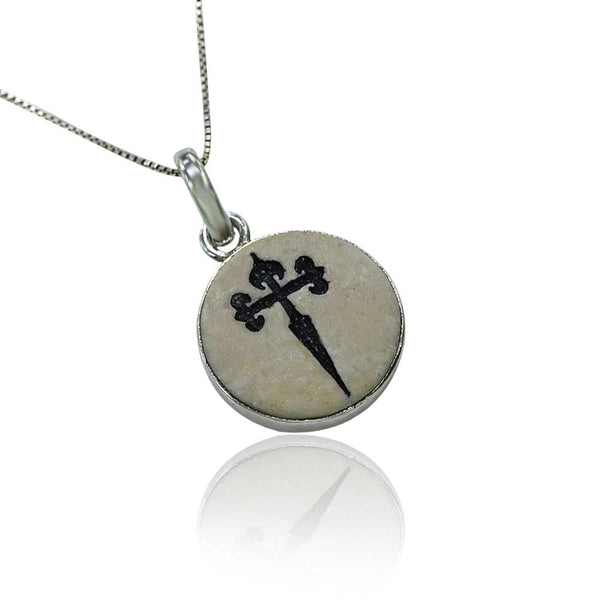 Cross of Saint James Jerusalem stone pendant