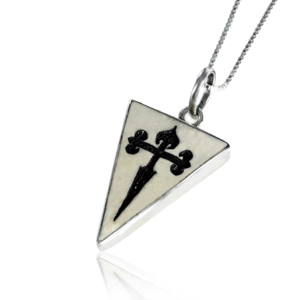 Triangular Cross of Saint James Jerusalem stone pendant